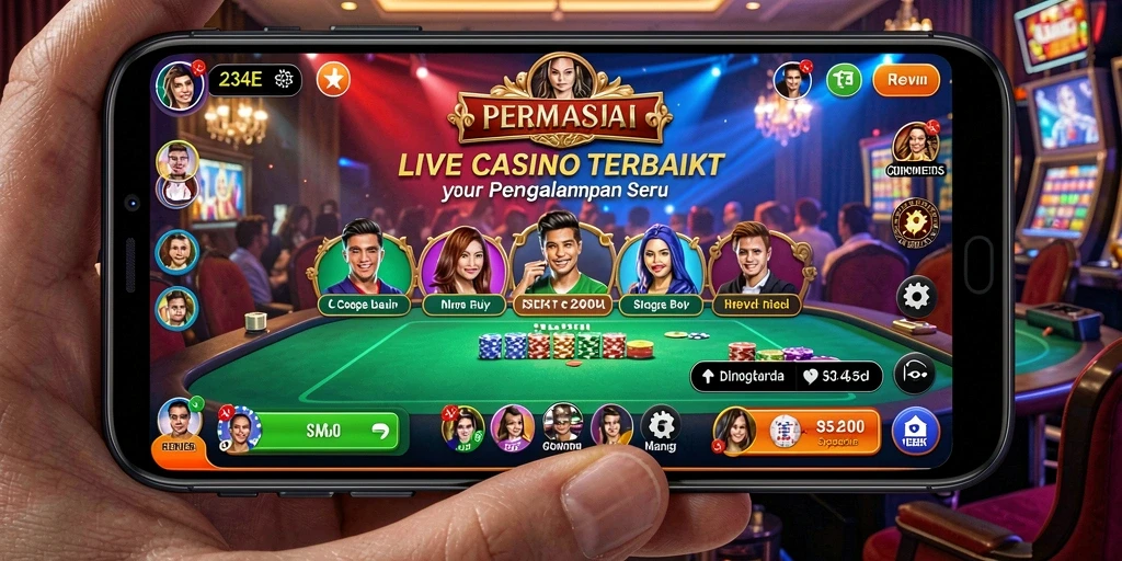 Screenshot utama 234E menampilkan dealer langsung dalam aksi permainan Live Casino.