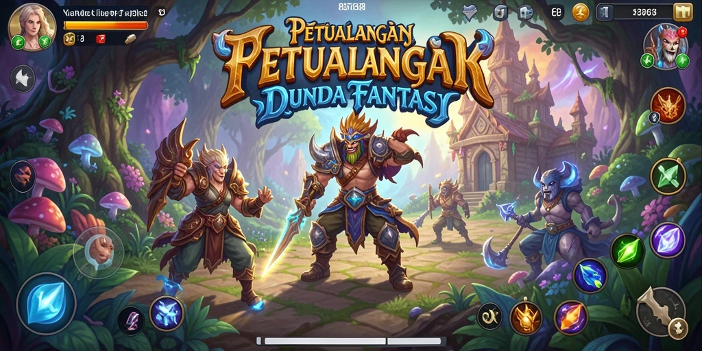 Gameplay mendebarkan RPG 8768 dengan karakter dan dunia fantasi.