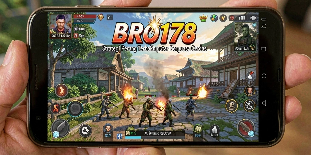 Screenshot utama BRO178 menampilkan aksi pertempuran intens dalam strategi.
