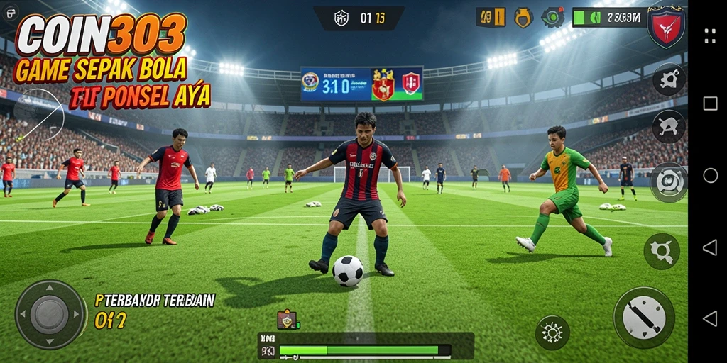 Tampilan gameplay COIN303 menampilkan aksi sepak bola yang mendebarkan.