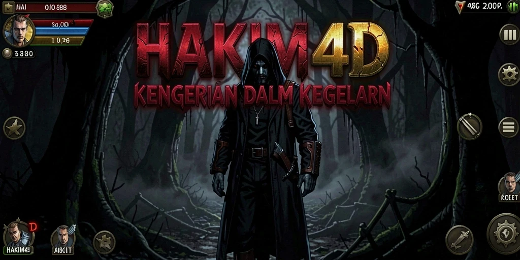 Tangkapan layar HAKIM4D menampilkan suasana menyeramkan saat pemain menjelajahi area angker.