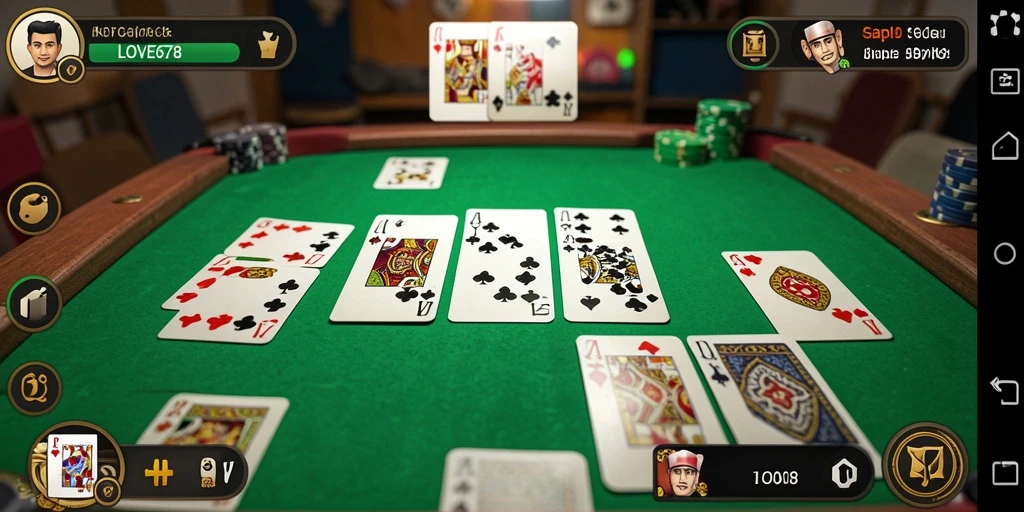 Gameplay seru Gaple di LOVE678 dengan pemain lain.
