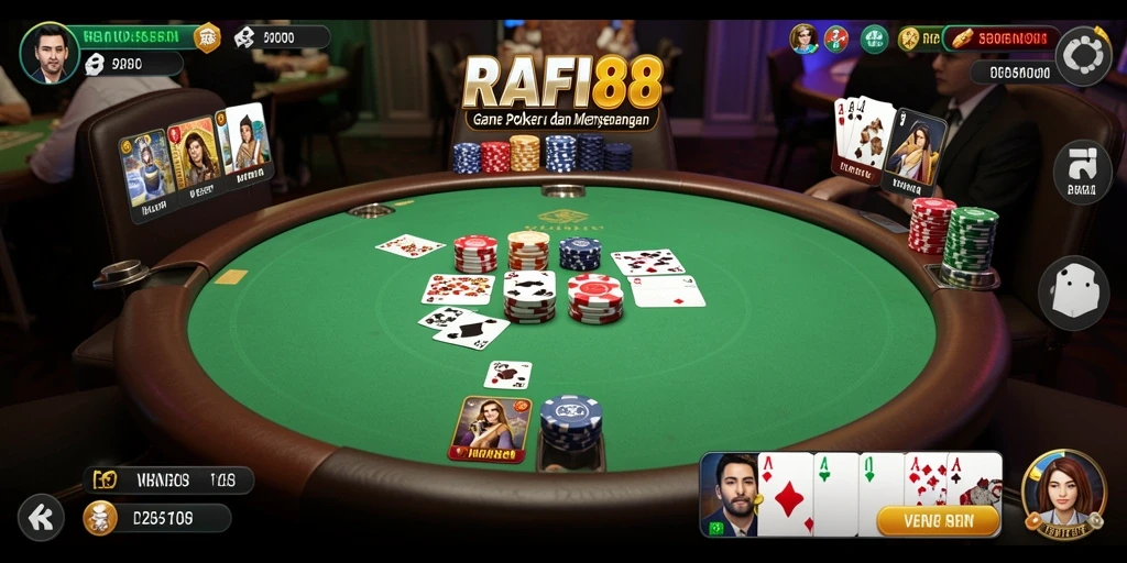 Tampilan menarik gameplay Poker di RAFI88 dengan grafik yang memukau.