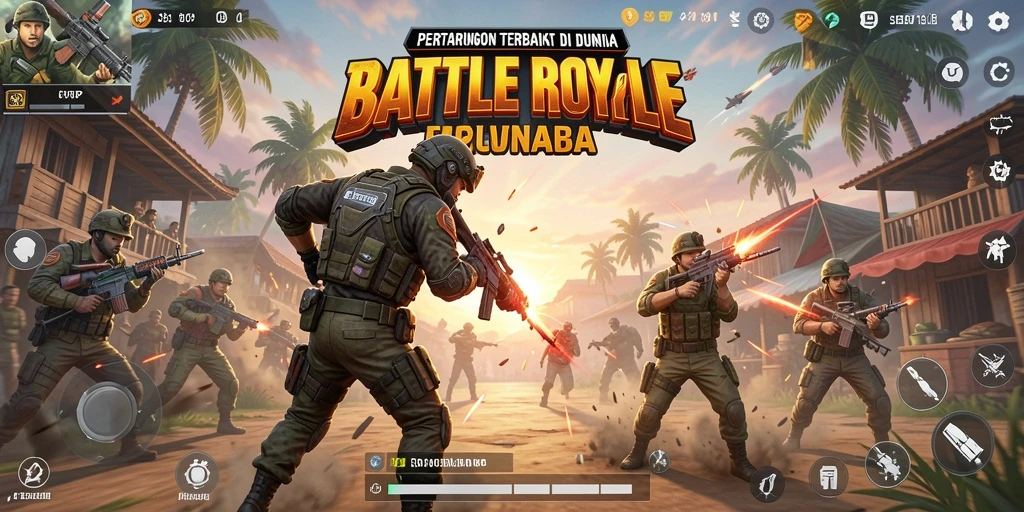 Screenshot utama SERURP menampilkan aksi seru dalam gameplay Battle Royale.